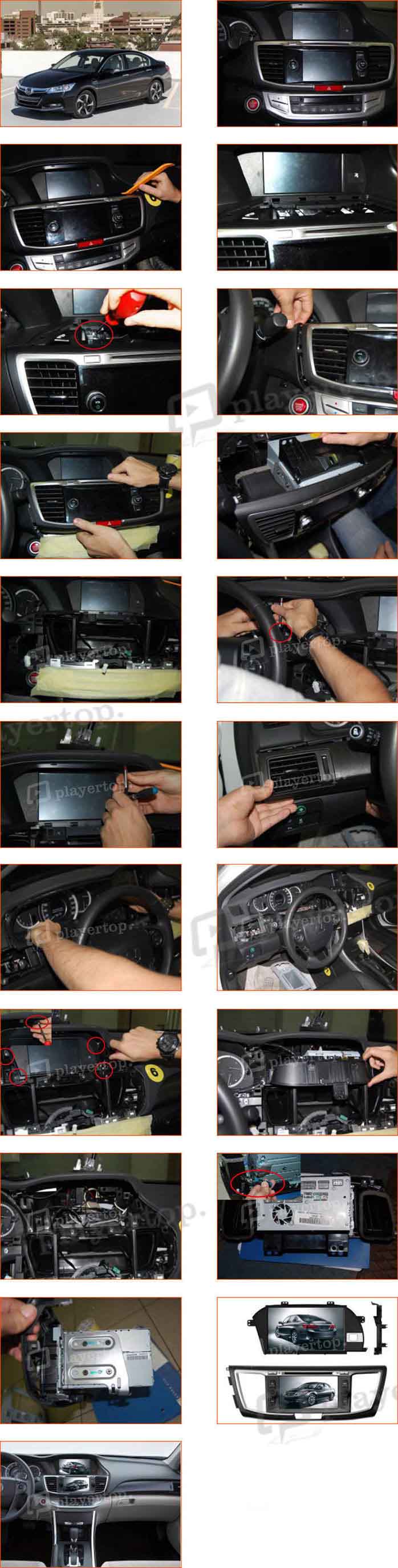 montage autoradio Honda accord amecira 2013